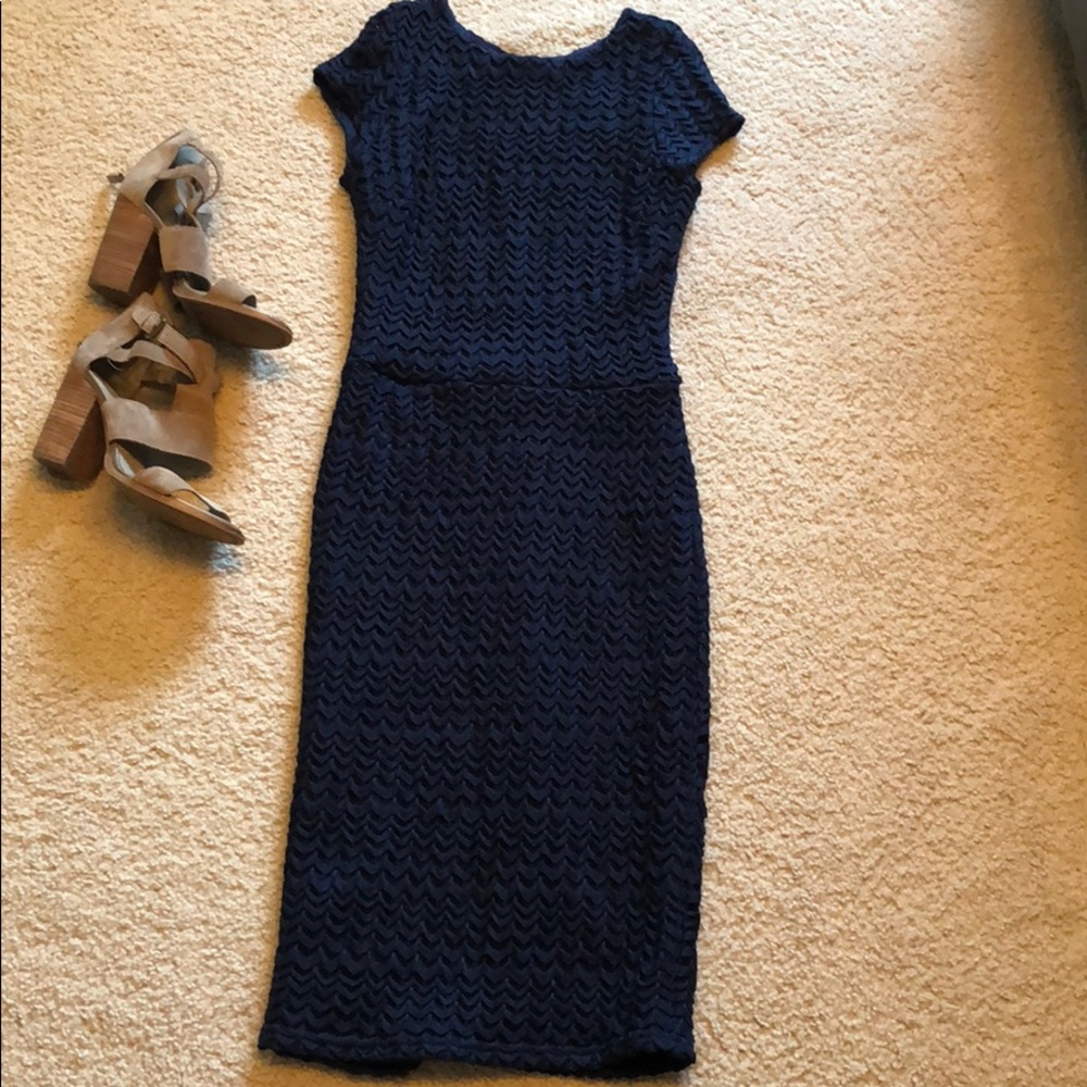 Aqua stretchy mod dress in navy medium